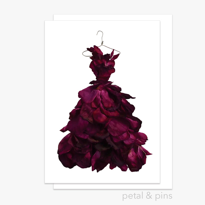 Picture of deep red rose petals used to make an illustration of a dress