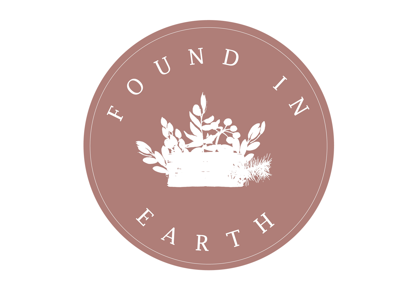 Found in Earth mono colour logo in dusty pink